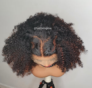 Julia 9 x4 lace wig kinky curly hair custom coloured 12inch