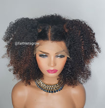 Load image into Gallery viewer, Julia 9 x4 lace wig kinky curly hair custom coloured 12inch