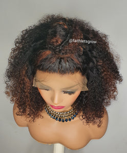 Julia 9 x4 lace wig kinky curly hair custom coloured 12inch