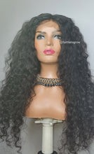 Load image into Gallery viewer, Deep wave 26inch peruvian hair 4x4 lace -closure glue less wig 250% density pre-plucked free parting