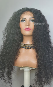 Deep wave 26inch peruvian hair 4x4 lace -closure glue less wig 250% density pre-plucked free parting