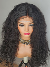 Load image into Gallery viewer, Deep wave 26inch peruvian hair 4x4 lace -closure glue less wig 250% density pre-plucked free parting