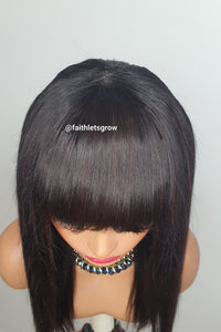 Fringe with lace finish 12inch natural yaki straight