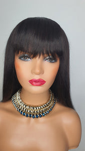 Fringe with lace finish 12inch natural yaki straight