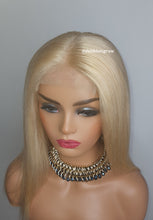 Load image into Gallery viewer, Colour 613 4x4 lace closure 16&quot; glueless wig Brazilian hair