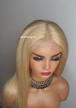 Load image into Gallery viewer, Colour 613 4x4 lace closure 16&quot; glueless wig Brazilian hair