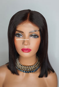 10" straight 4x4 lace-closure brazilian hair glueless wig