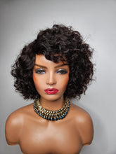 Load image into Gallery viewer, Deep wave 8&quot; bob cut No lace wig braizilian hair 150% density