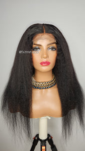 Kinky Straight 4x4 Lace closure Wig Human Hair Wigs Brazilain  Hair 180% Density Human Hair Wigs