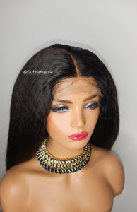 Kinky Straight 4x4 Lace closure Wig Human Hair Wigs Brazilain  Hair 180% Density Human Hair Wigs