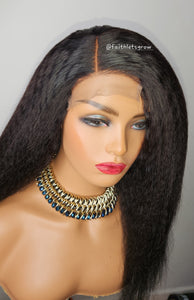 Kinky Straight 4x4 Lace closure Wig Human Hair Wigs Brazilain  Hair 180% Density Human Hair Wigs