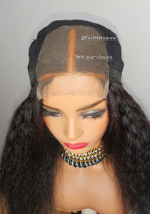 Kinky Straight 4x4 Lace closure Wig Human Hair Wigs Brazilain  Hair 180% Density Human Hair Wigs