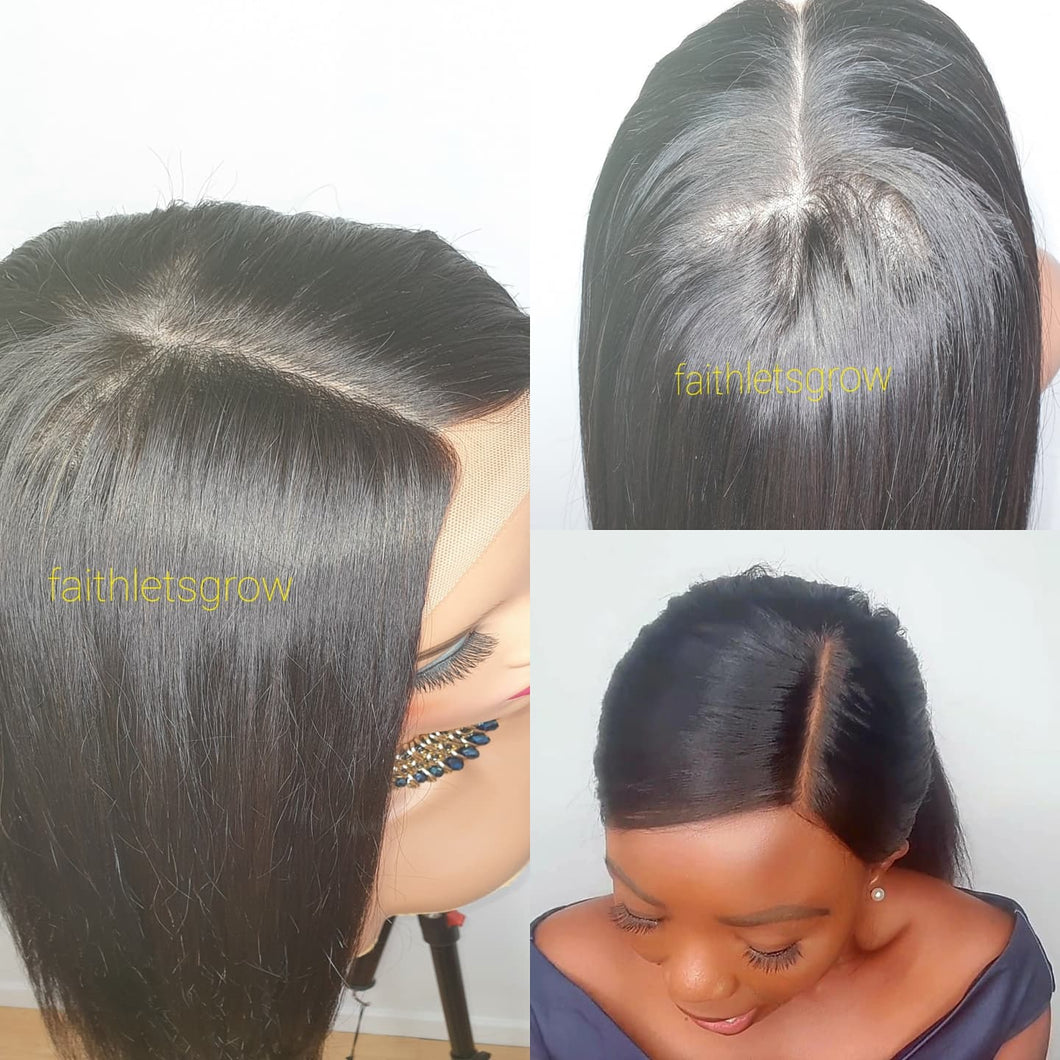 Silk - top 4x4 lace closure glue less wig 20'' 100% brazillian hair  straight Natural colour 150% density