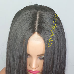 Silk - top 4x4 lace closure glue less wig 20'' 100% brazillian hair  straight Natural colour 150% density