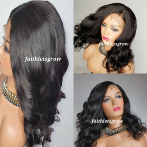 Loose wave 4x4 16inch virgin brazilian hair 180% density glue - less wig