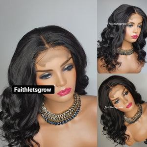 Loose wave 4x4 16inch virgin brazilian hair 180% density glue - less wig