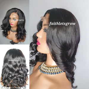 Loose wave 4x4 16inch virgin brazilian hair 180% density glue - less wig