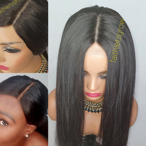 Silk - top 4x4 lace closure glue less wig 20'' 100% brazillian hair  straight Natural colour 150% density