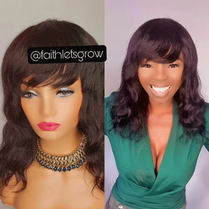 Bangs No lace loose wave wig 12inch full cover wig