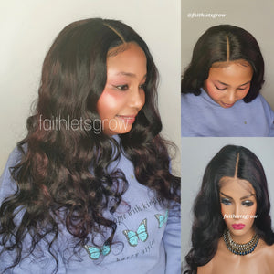 Body Wave Wig 4x4 Lace Closure glueless Wig burgundy highlights 200% Density