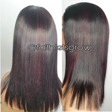 Load image into Gallery viewer, 4x4 Lace closure Wig 12inch with  Burgundy Highlights peruvian hair  pre - plucked