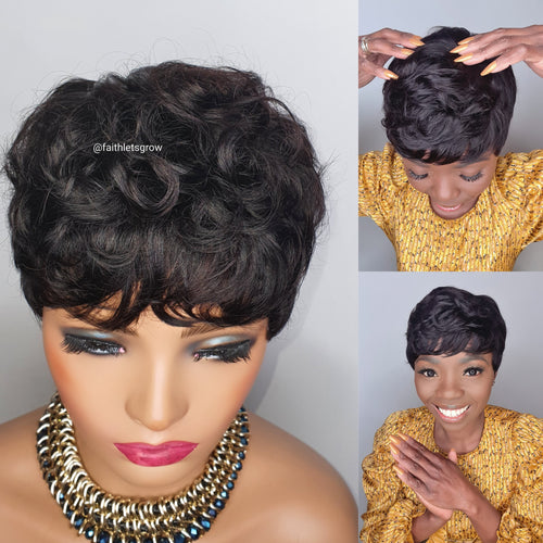 Latavia Pixie Cut Wig Full Machine Made human Glueless Short Glueless Brazilian Remy Hair