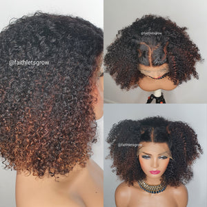 Julia 9 x4 lace wig kinky curly hair custom coloured 12inch