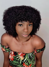 Load image into Gallery viewer, Kinky curly 8inch bangs wig brazilian hair