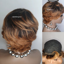 Load image into Gallery viewer, 6 inche pixie cut colour TB /30 machine made 150% density braziliain hair