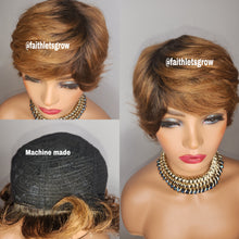 Load image into Gallery viewer, 6 inche pixie cut colour TB /30 machine made 150% density braziliain hair