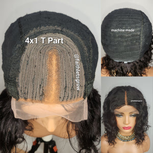 10inch deep wave With T Part 4x1 Lace Closure Brazilian Hair Natural Color