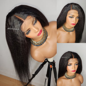 Kinky Straight 4x4 Lace closure Wig Human Hair Wigs Brazilain  Hair 180% Density Human Hair Wigs