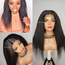 Load image into Gallery viewer, Kinky Straight 4x4 Lace closure Wig Human Hair Wigs Brazilain  Hair 180% Density Human Hair Wigs